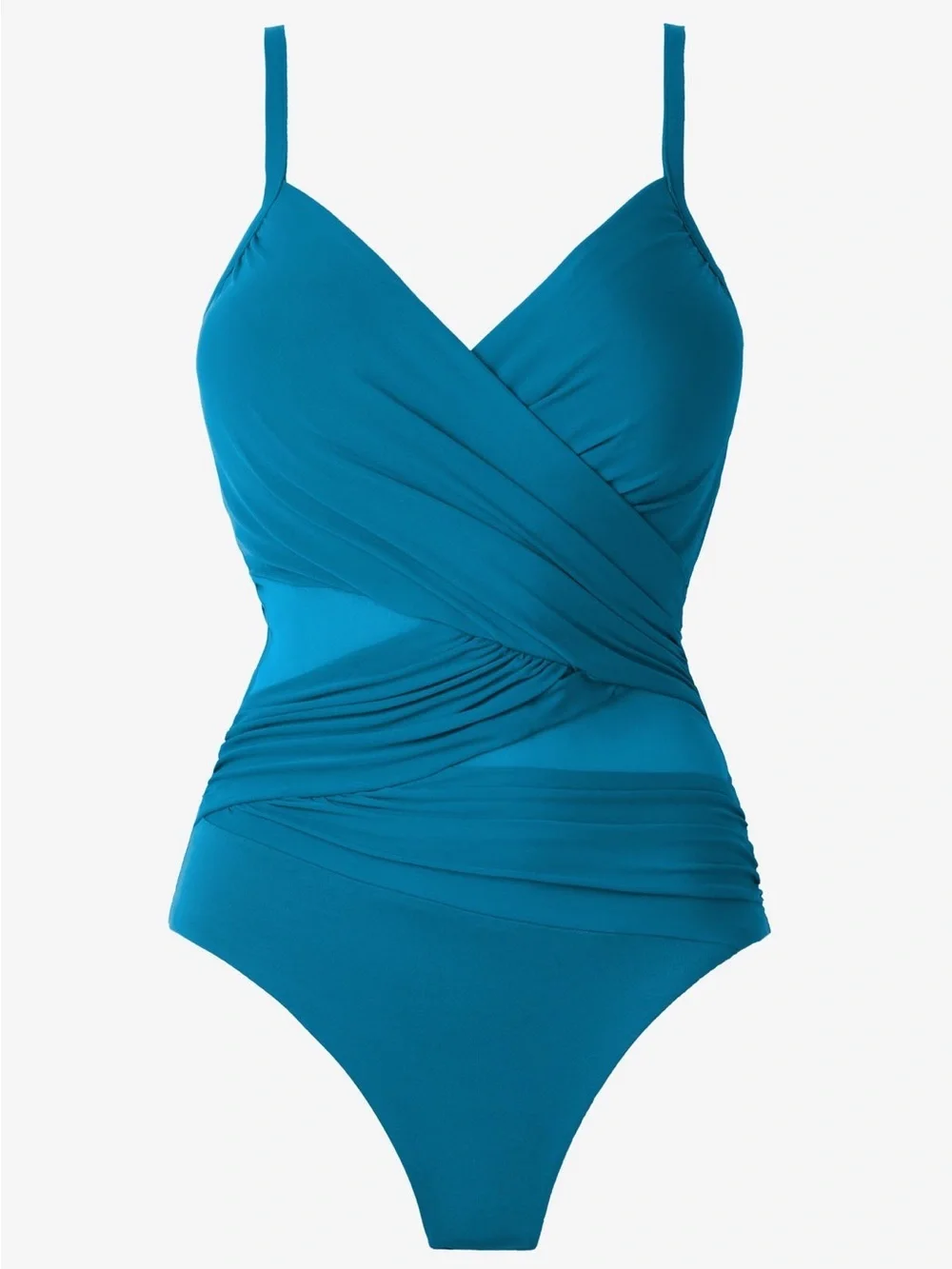 🆕 Miraclesuit Mystique Swimsuit One Piece  Mesh Slimming Teal Blue Size 16